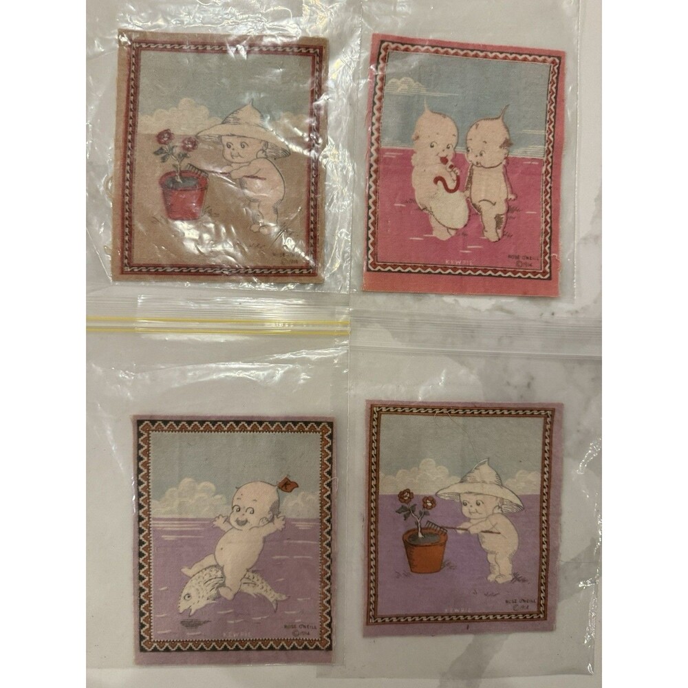 1914 Vintage "Cigar Felt"  w/ Kewpie by Rose O'Neill  4 Squares